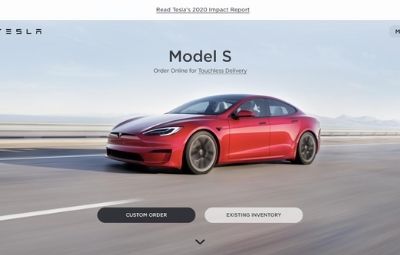 A screenshot of the Tesla website.