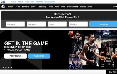 A screenshot of the Brooklyn Nets website.