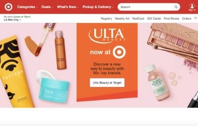 A screenshot of the Target website.