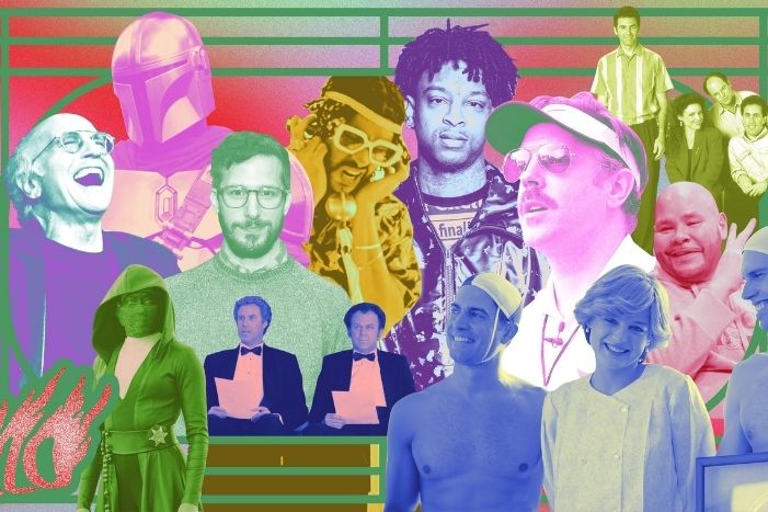 A filtered collage of celebrities.